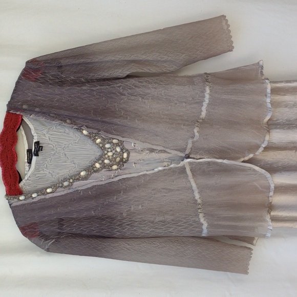 Komarov Ombre Charmeuse Dress & Chiffon Jacket Oyster Smoke PXL - Picture 11 of 16